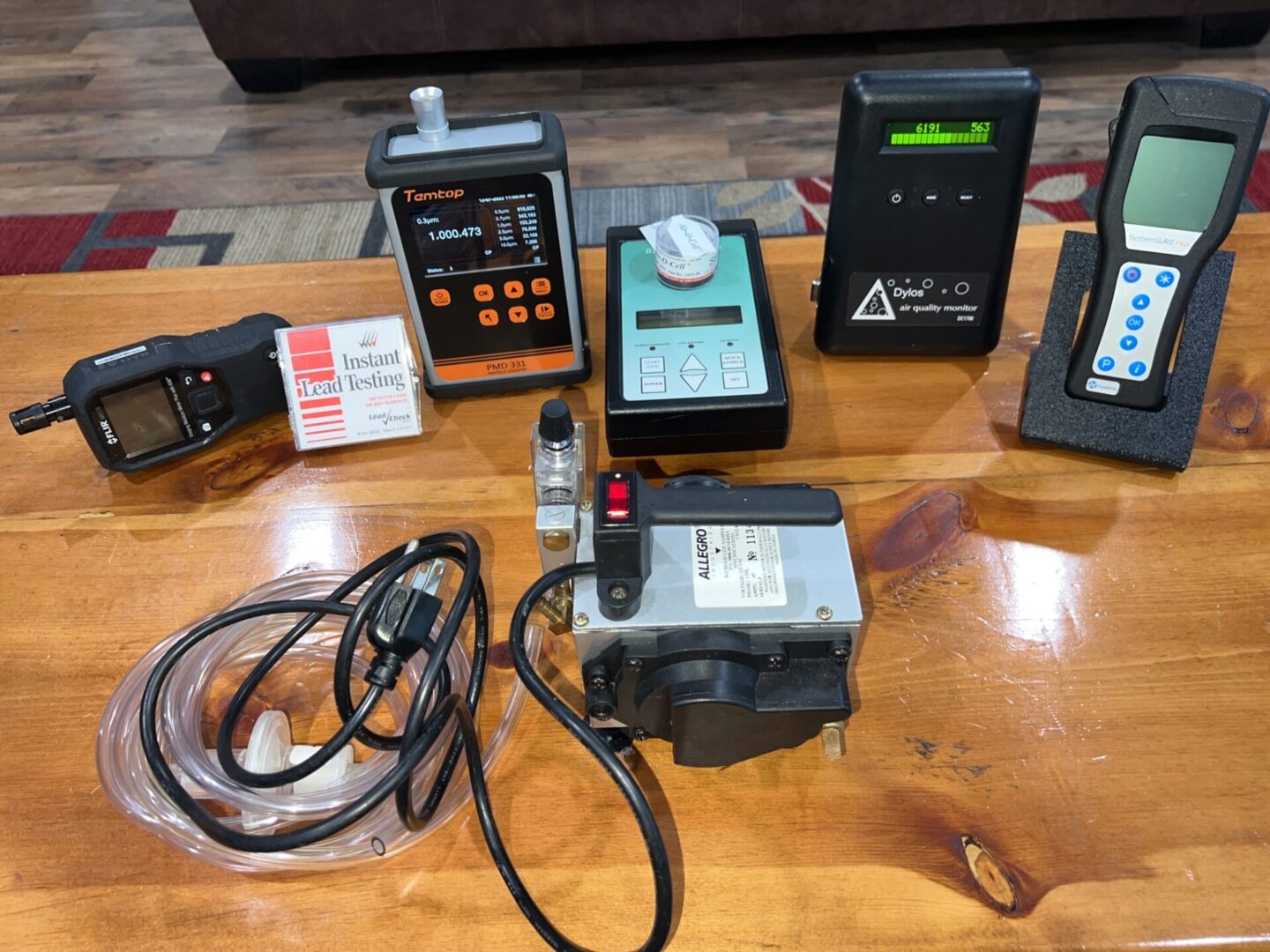 Several equipment on a table